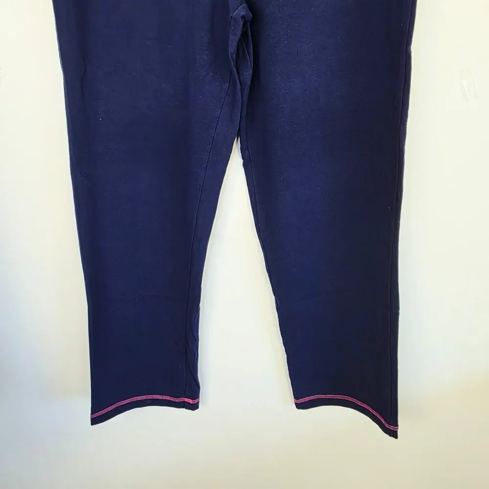 The Quacker Factory Lounge Outfit Set Large Navy Pink Whale Zip Vest Coastal